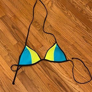 Victoria's Secret PINK Colorblock bikini top, Teal/Neon Yellow Sz Large